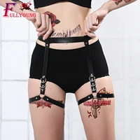fullyoung sexy leather harness women body leg bondage straps punk garters belt harajuku leg harness cage suspender adjustable