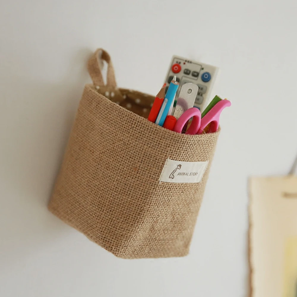 1 шт. Льняная сумка из хлопковой ткани настенная Дверь Шкаф подвесной органайзер