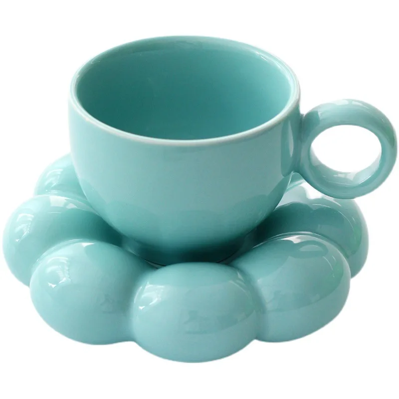 200ml Creative Flower Ceramic Mugs Candy Color Coffee Cup Saucer Set Tea Milk Water Home Drinkware Couple Handgrip Gifts | Дом и сад