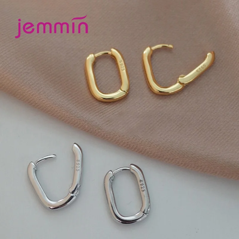 

New Simple Square Hoop Earrings for Women Authentic 925 Sterling Silver Geometric Drop Earring Fine Jewelry S925 Stamped
