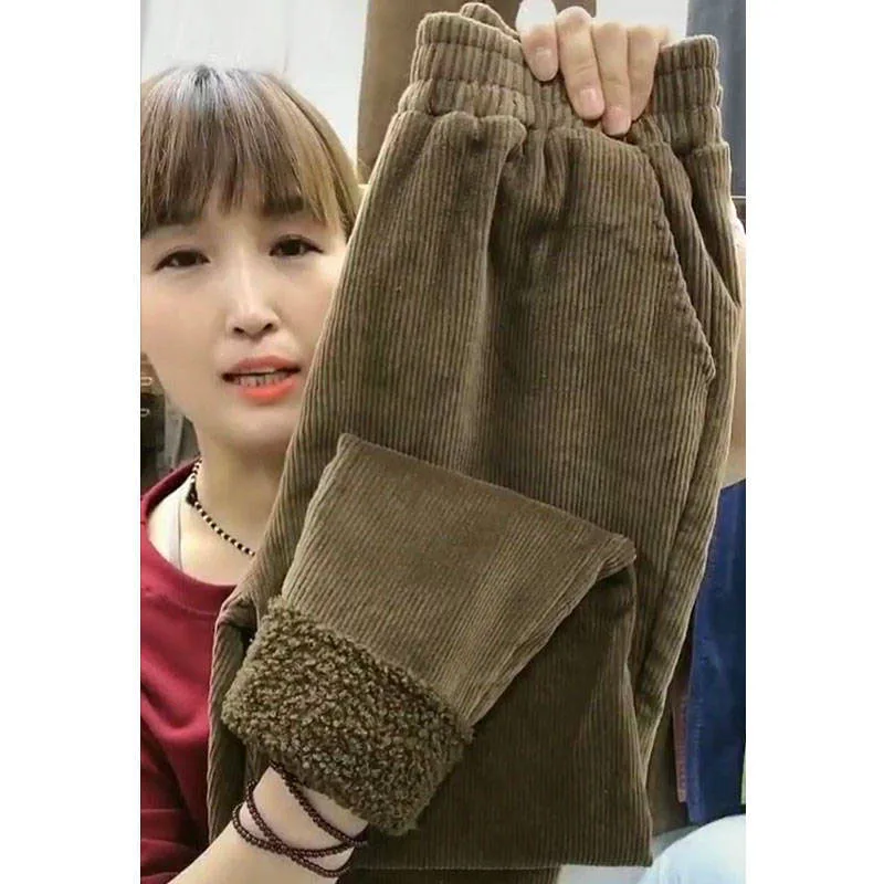 Новинка 2020 женские осенне-зимние брюки модные Утепленные длинные с эластичным