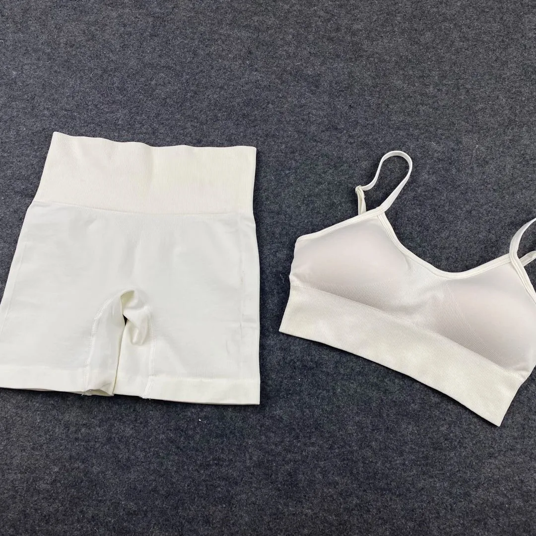 

Mandylandy Sexy Yoga Clothing Set Seamless Shorts Exercise Sports Suit Workout Outfit Yoga Suit Leggings Crop Top Sports Suits