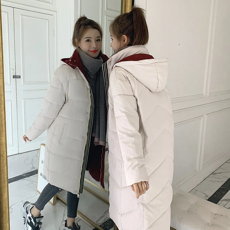 

Women Winter Jacket Hooded Down Cotton Long Parka Mujer 2020 New Loose Casual Black Overcoat Female Coat Warm Thick Coats