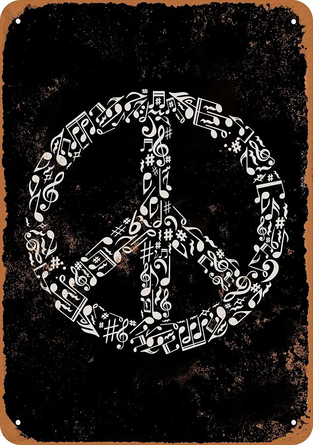 

Металлический знак «Мир» 12 х8 дюймов, знак из музыкальных нот, металлический знак, Настенный декор