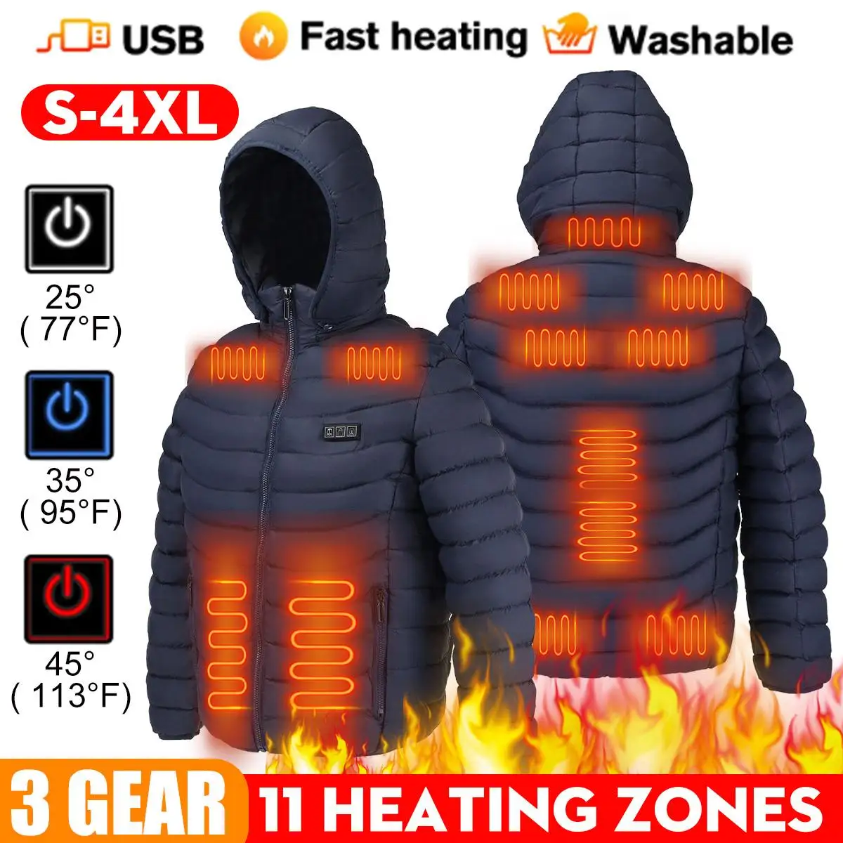 

Мужская теплая зимняя куртка с капюшоном и капюшоном, с длинным рукавом