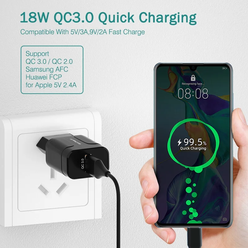 OREY 18 Вт Быстрая зарядка 3,0 USB зарядное устройство для iPhone X Xr быстрое зарядное устройство адаптер для samsung S10 Plus QC 3,0 зарядное устройство для телефона