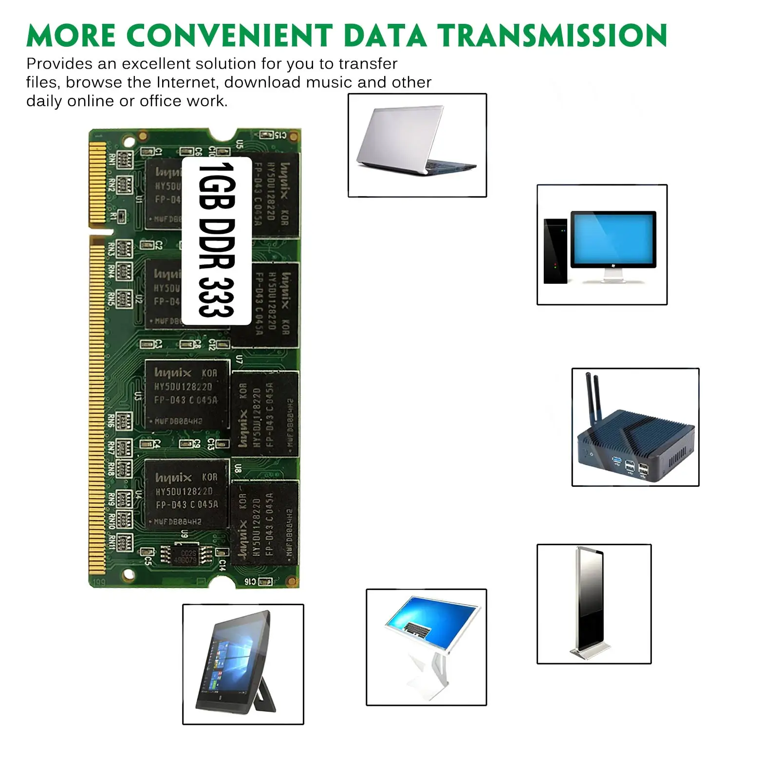 Модуль памяти 1 ГБ DDR ПК 333 МГц для настольного 00 контактов стабильная передача |