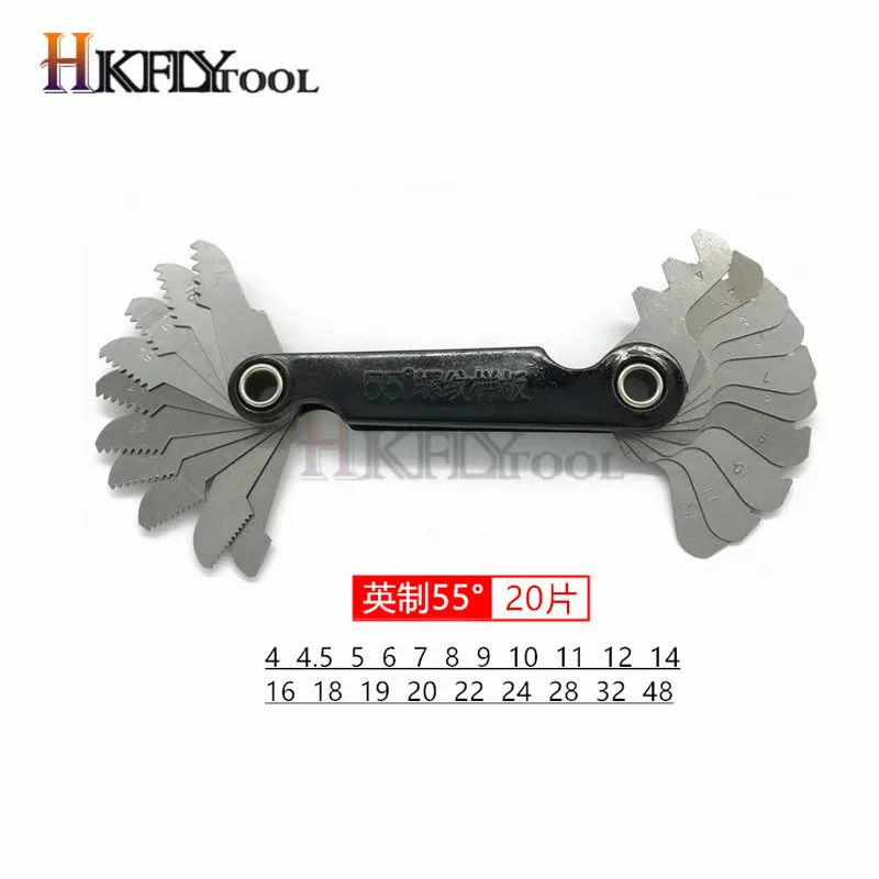 1PC 55 Degree Imperial из нержавеющей стали резьбомер 20 шт./компл. 55 градусов шаг винта с 4-48 лезвиями диапазон для промышленных измерений - Цвет: 1PC 55 Degree