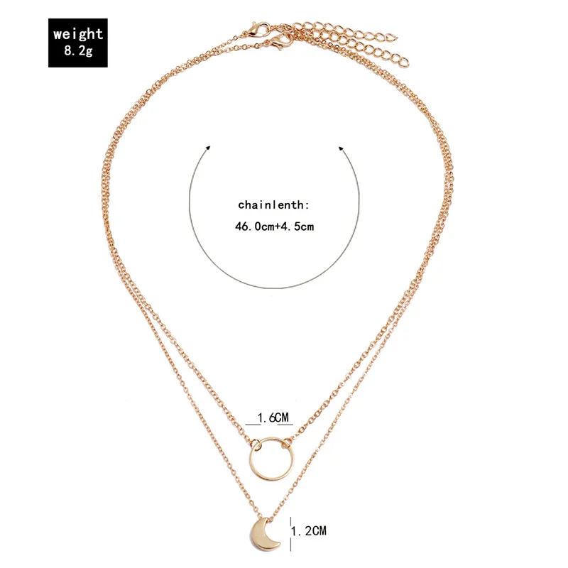 

Fashion Gold Color Moon Round Pendant Necklace for Women New Simple Charm Chain Necklace Boho Jewelry