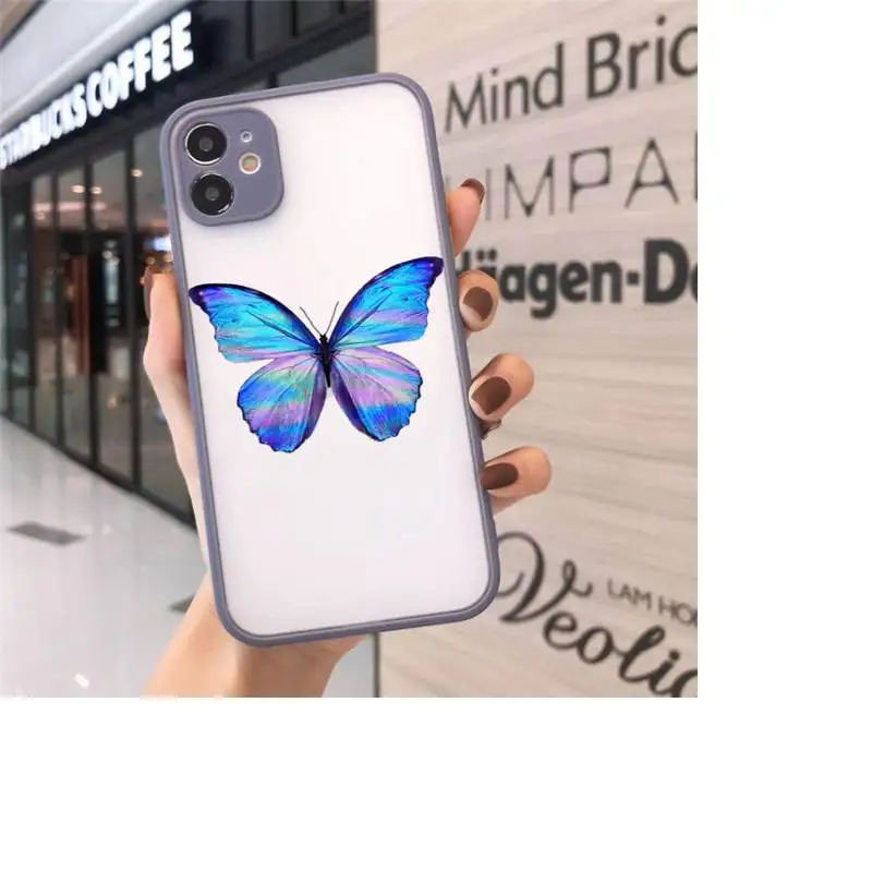 

Vintage Butterfly Fashion Phone Case Matte Transparent For iPhone 12 Mini 11 Pro XR XS Max 7 8 Plus