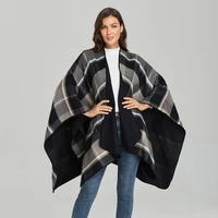retro plaid shawl for women fashion imitation cashmere scarf ladies cloak designer windproof warm cloak wrap pashmina scarves