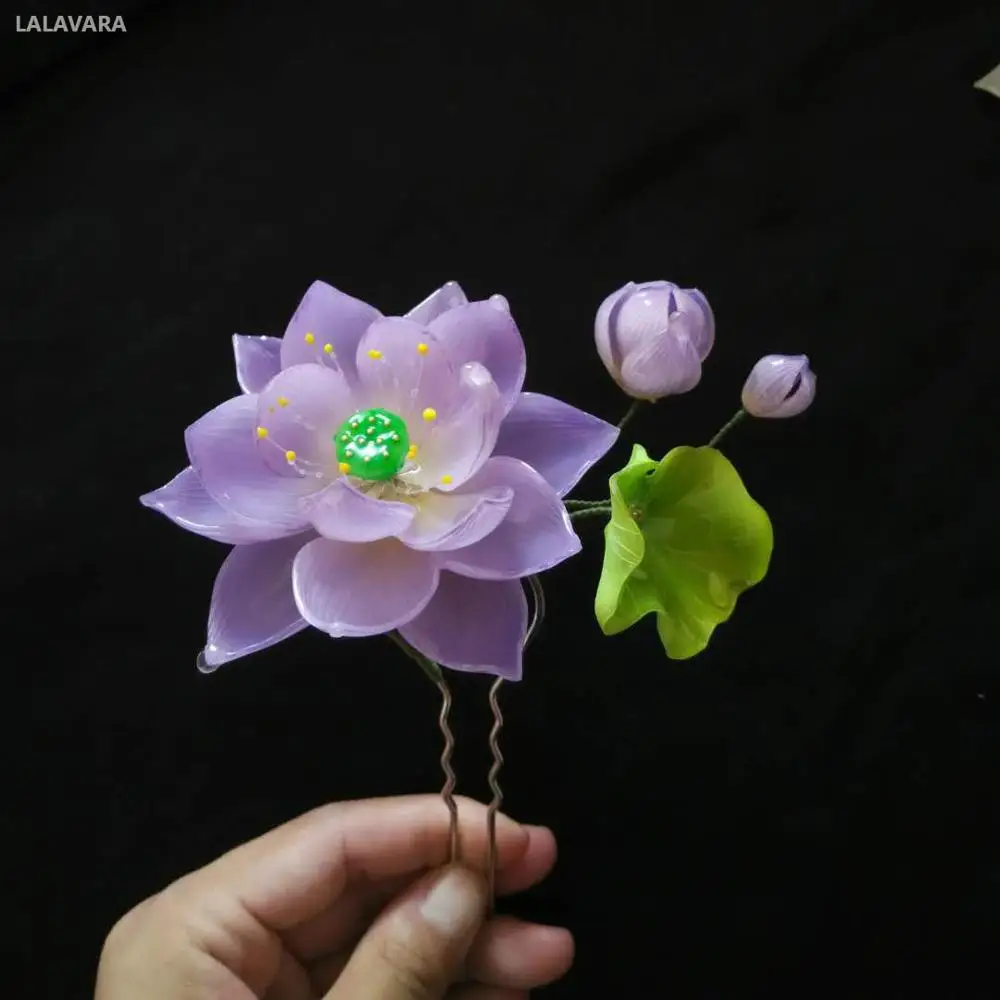 LALAVARA китайский канзаши старинные шпильки лотоса для женская летняя обувь
