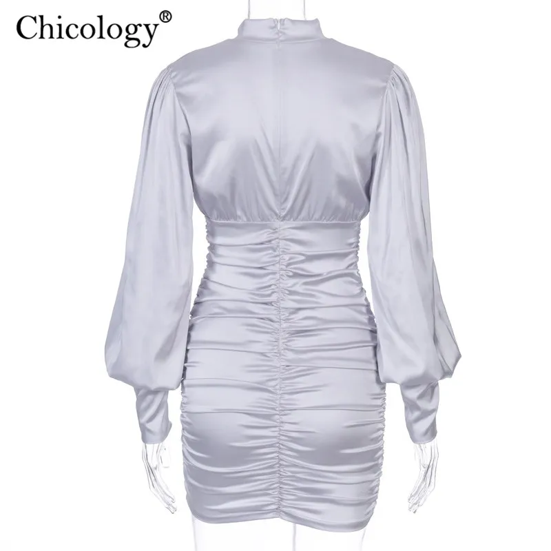 Chicology женская обувь пропускающая воздух Мини-платье фонарь Длинные рукава bodycon 2019