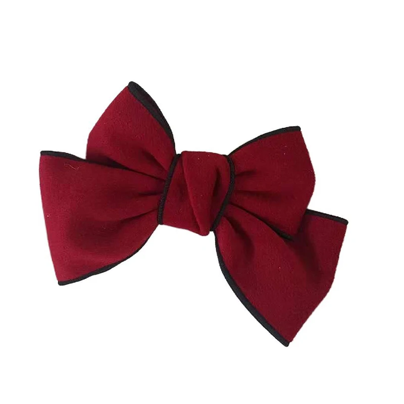 

Korean Version of Small Fragrant Wind Woolen Hairpin Female Bow Tie Side Clip Solid Color Ladies Top Clip Hair Accessories