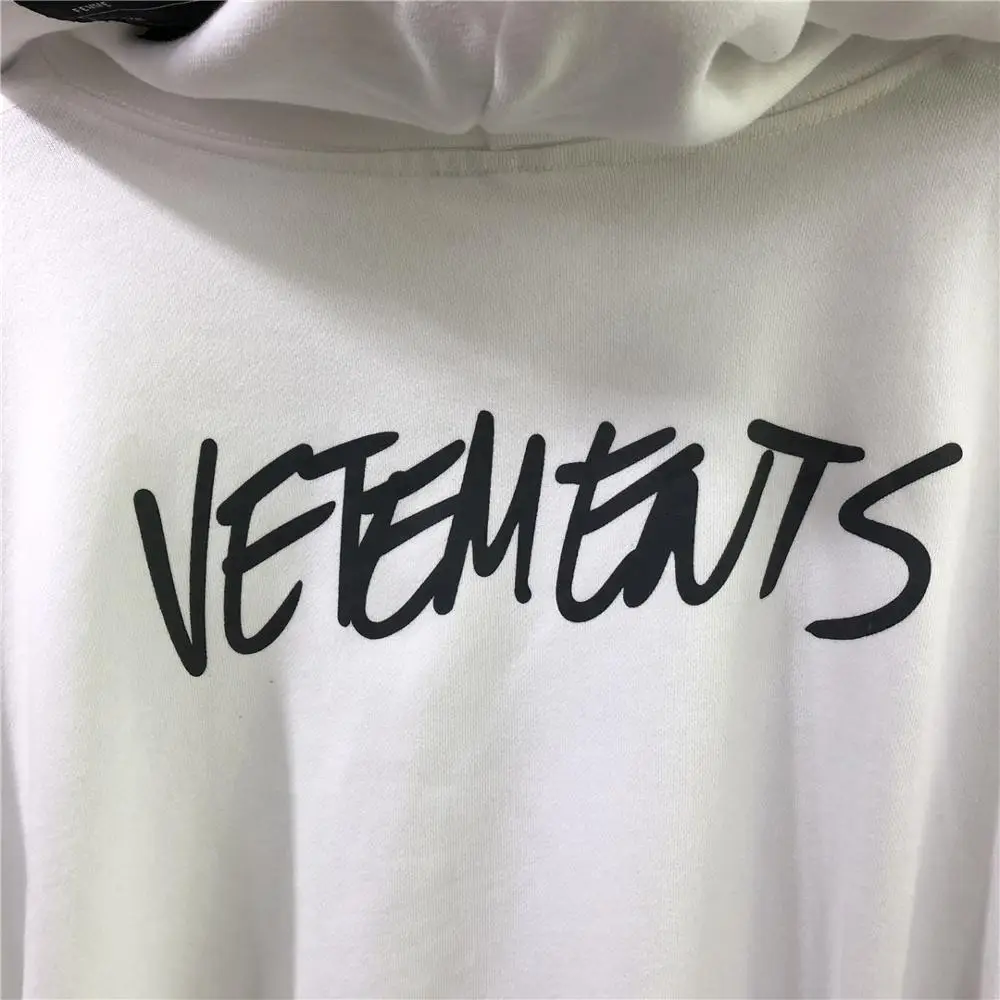 

VETEMENTS White Written Logo Hoodie Men Women Cotton-Blend Terry Vetements Hoodies Letter Printed Pullovers Oversize Sweatshirts