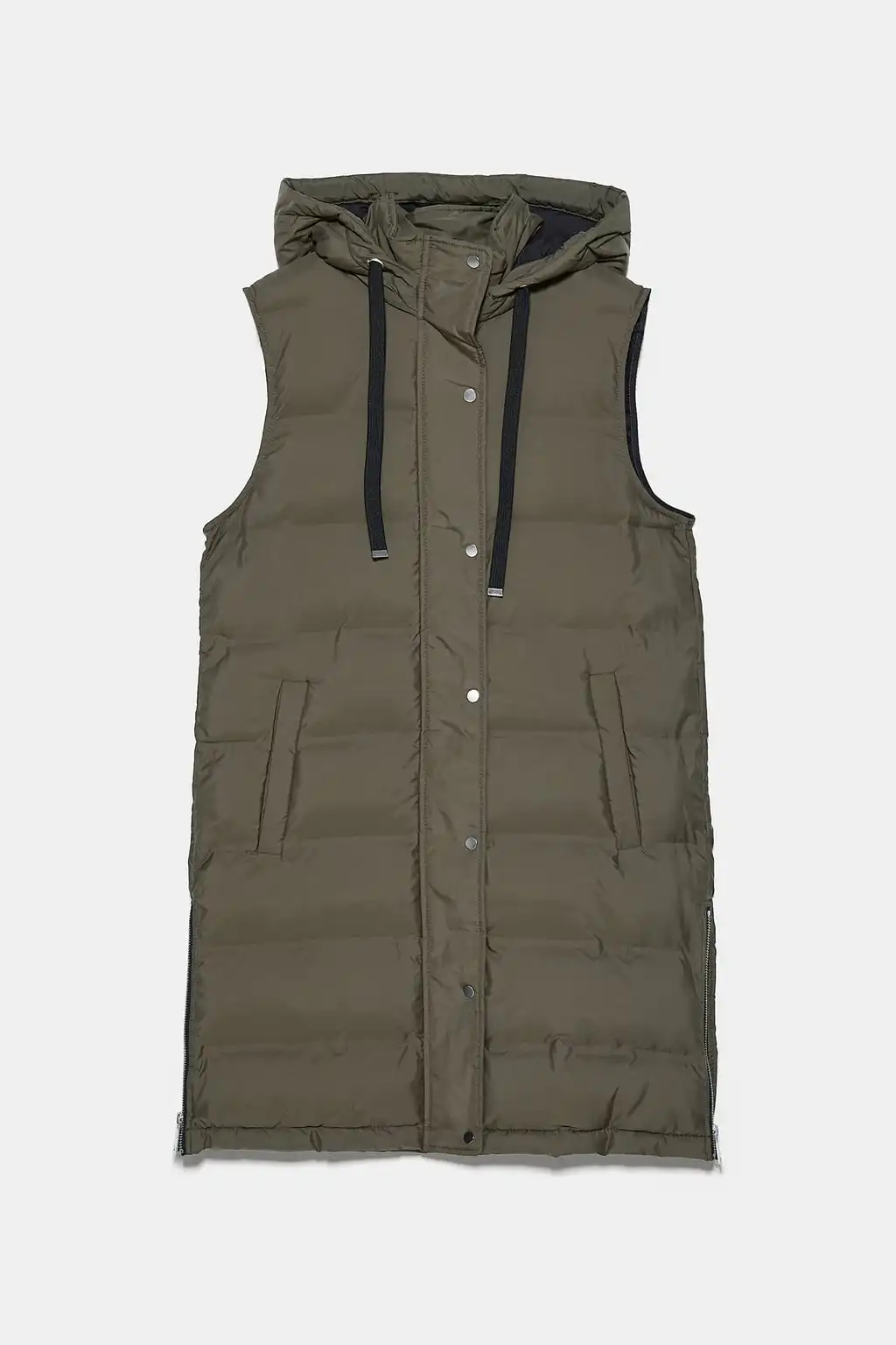 Autumn and Winter ZA New Fashion Cotton Vest Women Collar Hooded Zipper Pocket Sleeveless Casual Loose Warm Cotton Vest Coat
