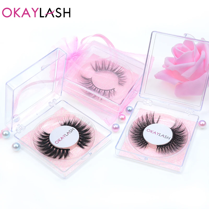 OKAYLASH 30/50 шт. оптовая продажа набор 3D ресниц из искусственной норки без жестокости ресницы Wispies с розовыми