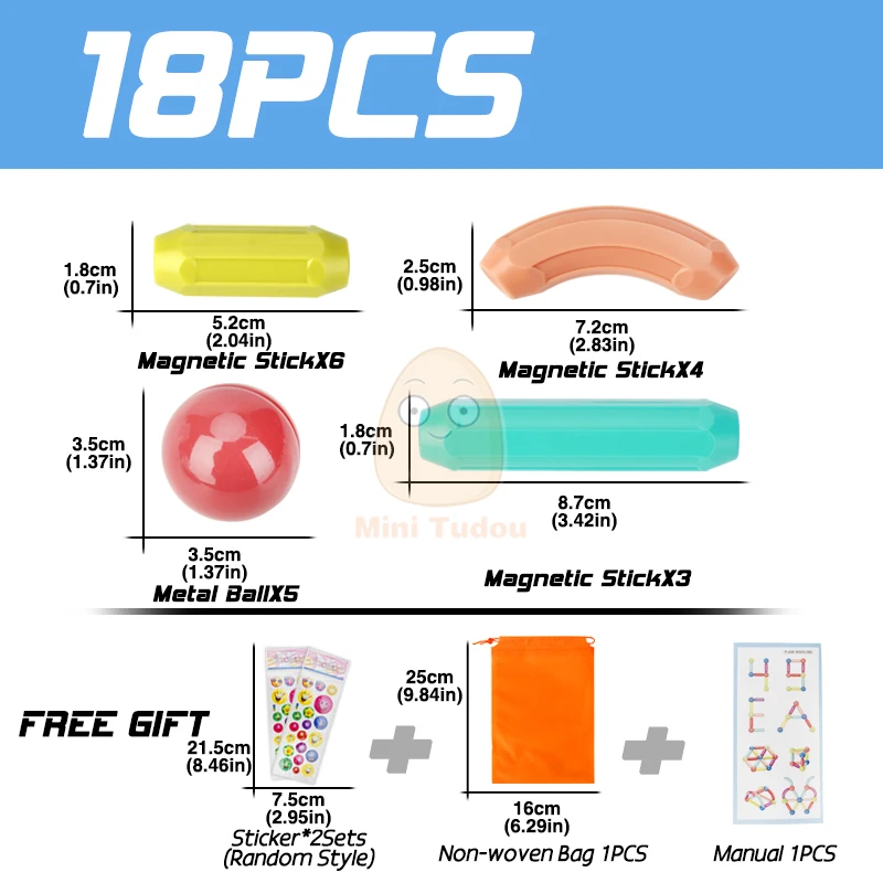 Детский конструктор набор магнитных палочек стержень строительные блоки MontDAessori