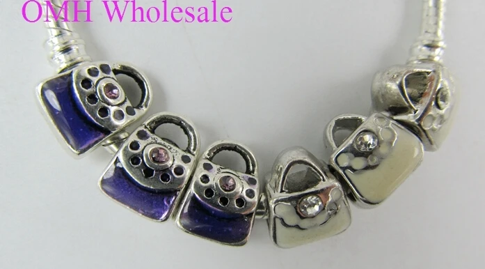 Ювелирные аксессуары OMH оптом, сумка из цинкового сплава, Европейский космический браслет из бисера F8219