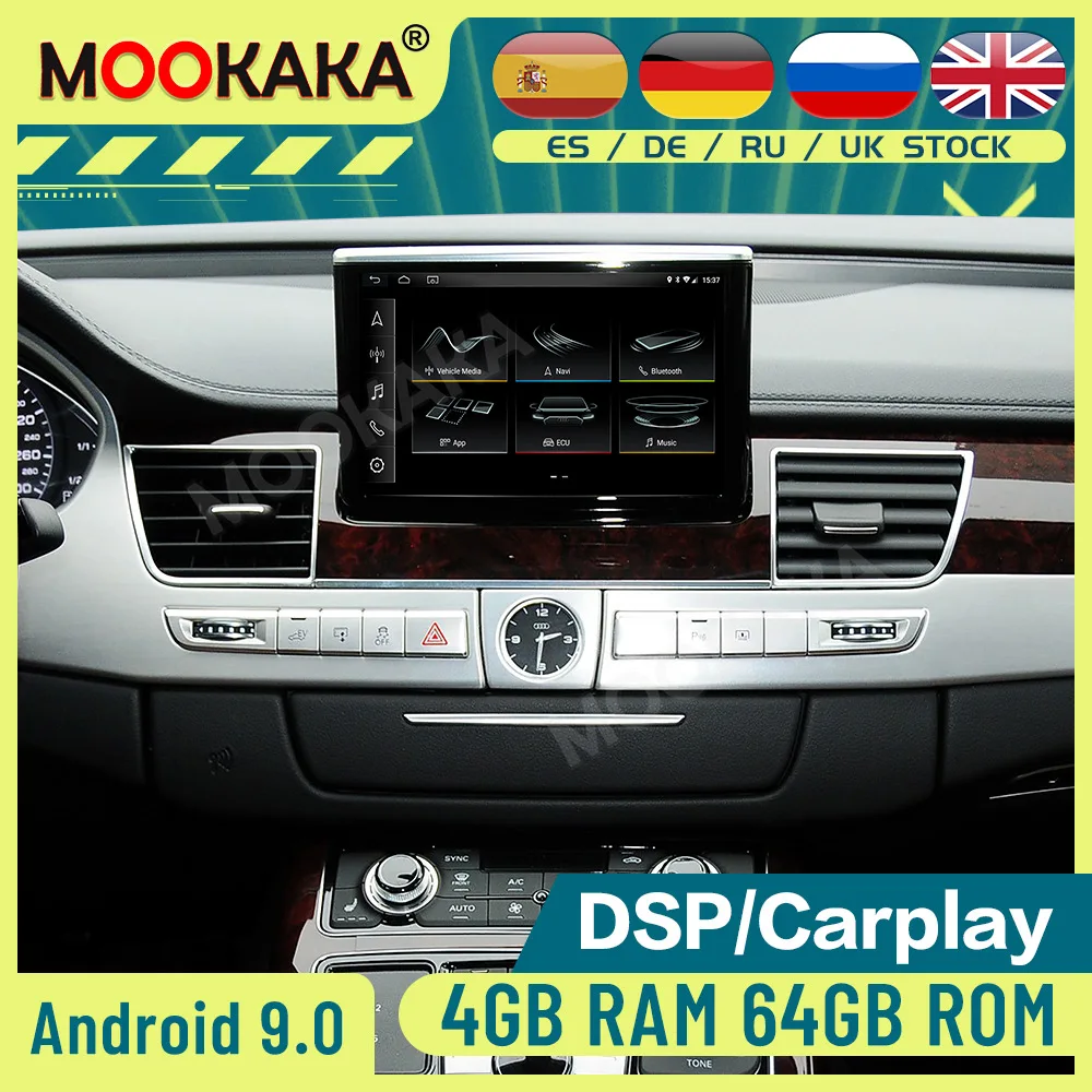 Reproductor Multimedia para coche, Radio estéreo con navegación GPS, grabadora de cinta, para Audi A8, A8L, D4, 2009-2017, Android 10,0, 64GB