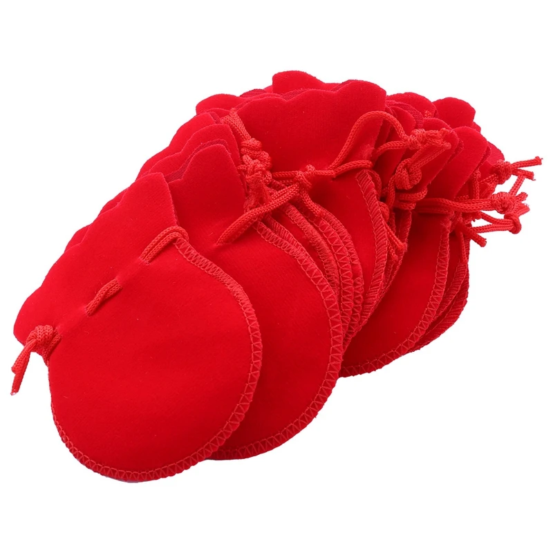 

20 красных бархатных овальных колец и серег, подарок на свадьбу, Сумочка для подарка