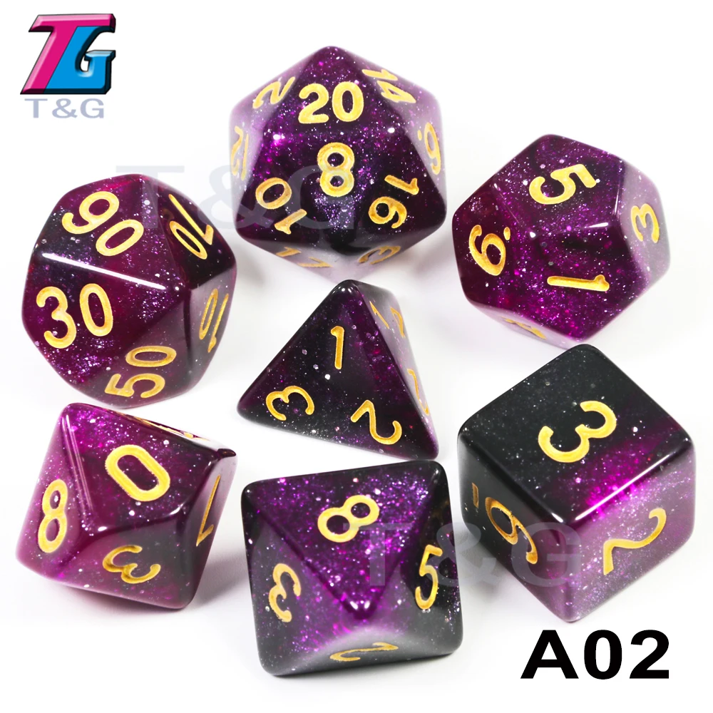 Супер Вселенная Галактика игральные кости DND набор D4-D20 Подземелья и Драконы РПГ лучшие подарки 15 цветов на выбор - Цвет: A02