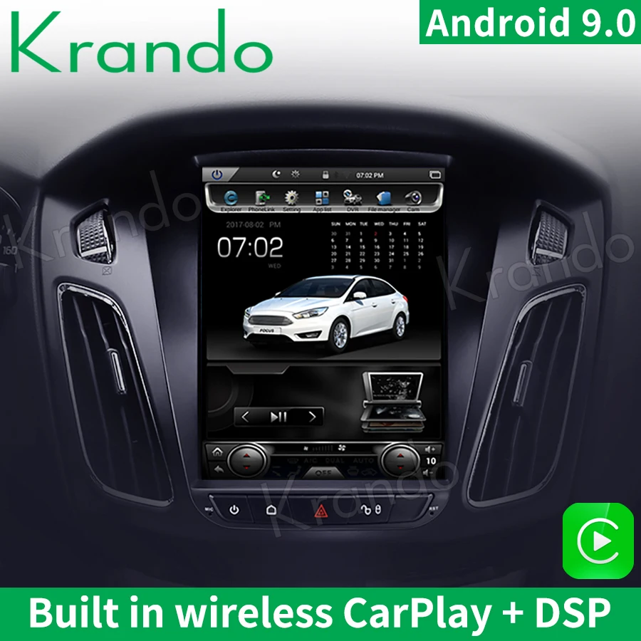 Автомобильный радиоприемник Krando Android 9 0 4 ГБ 64 10 дюймов Tesla вертикальный экран