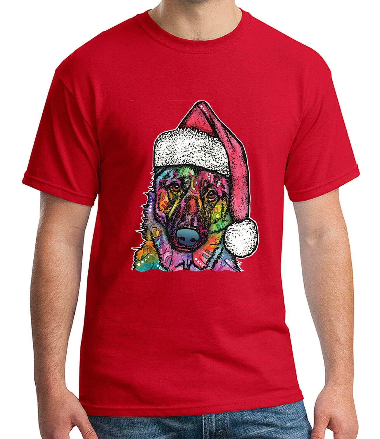 Рождественская футболка для взрослых щенков шапка Санты подарок собак мужчин