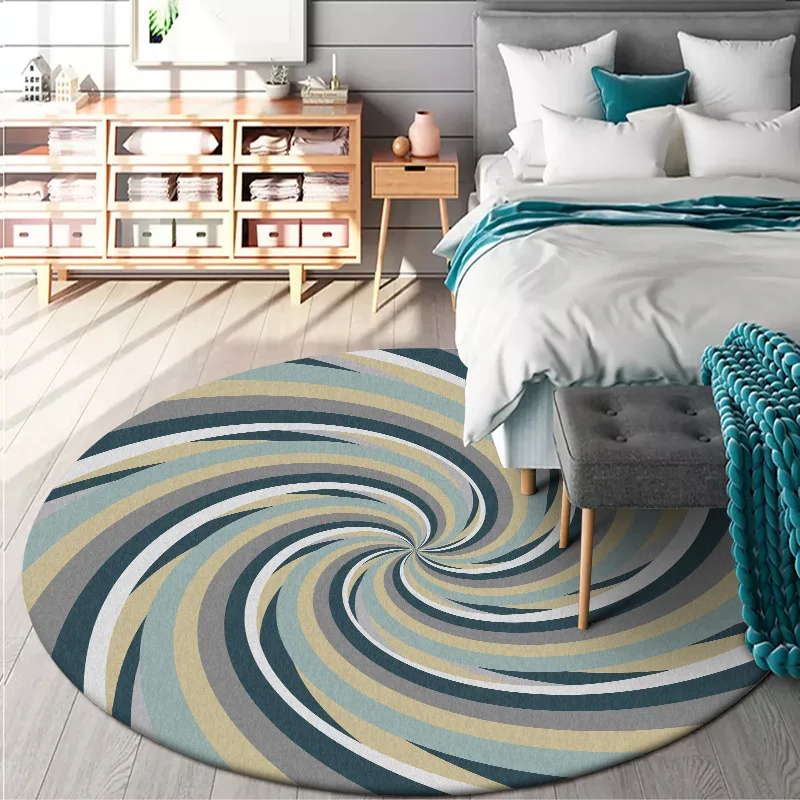 

3D Geometry Pattern Round Carpets for Living Room Bedroom Area Rug Kids Play Tent Rugs Computer Chair Floor Mat Cloakroom Carpet