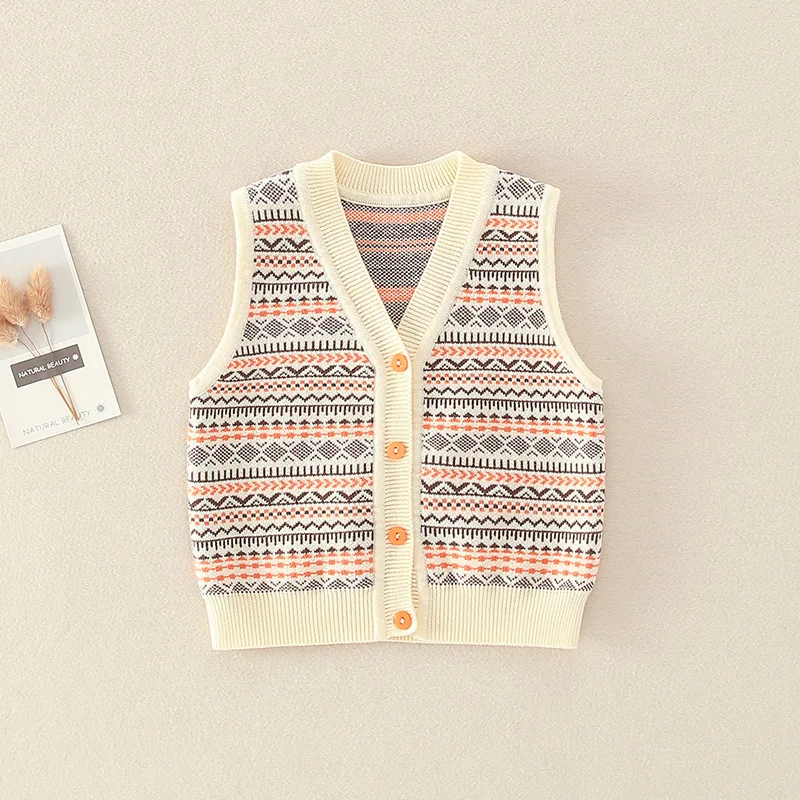 

Детский трикотажный свитер без рукавов, на пуговицах