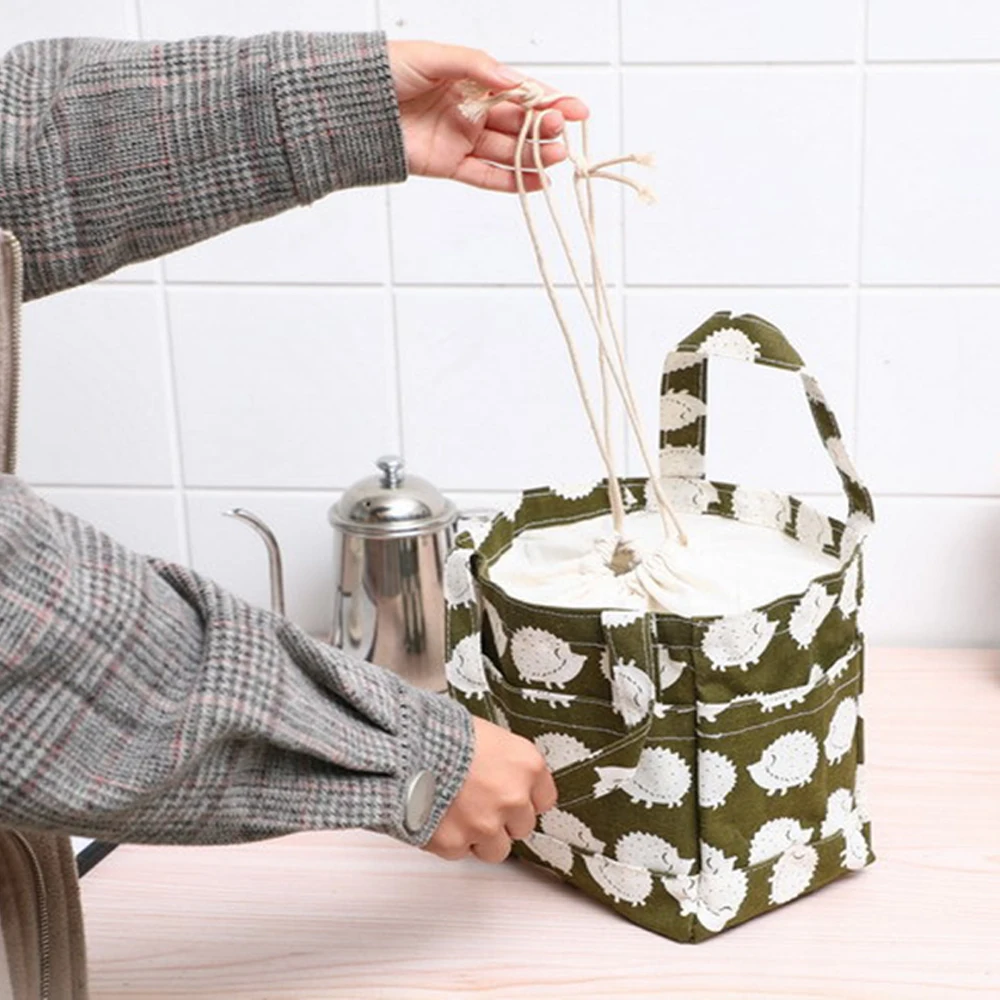 Cotton linen waterproof insulation bag lunch picnic dustproof beam mouth snack mummy | Дом и сад