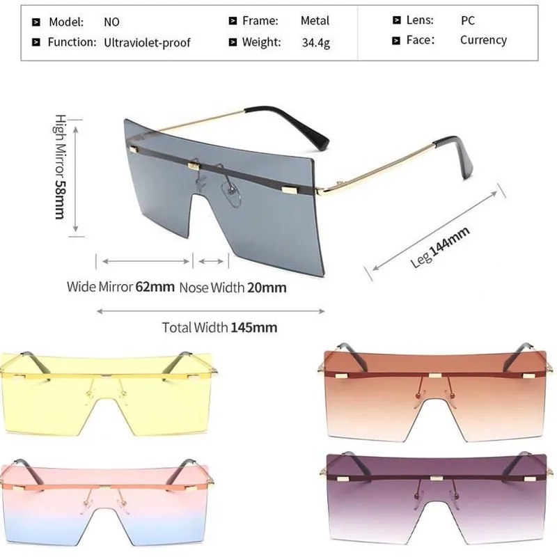 Большие Квадратные Солнцезащитные очки женские роскошные Брендовые без оправы