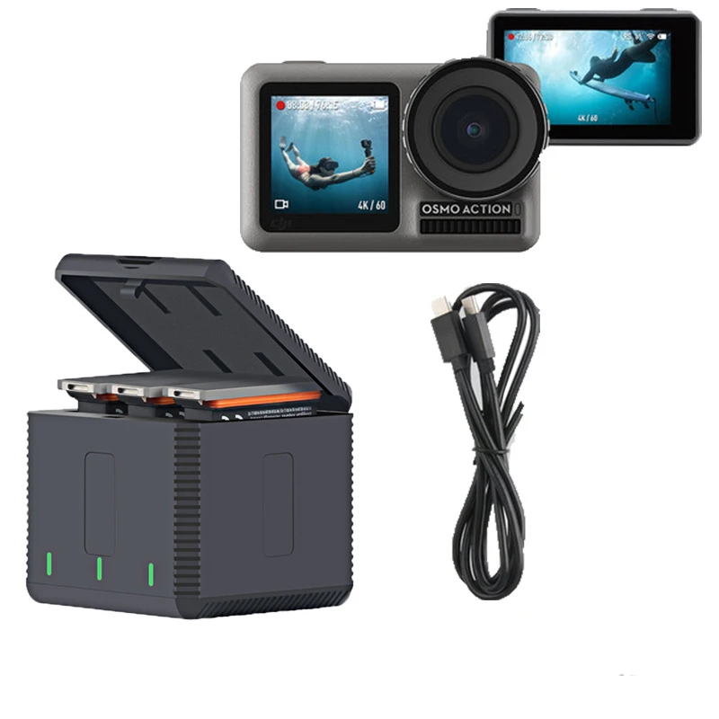 Быстрое зарядное устройство один для трех зарядных аккумуляторов коробка