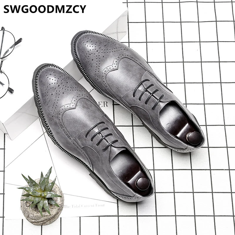 Броги мужские официальные итальянские брендовые офисные туфли классические