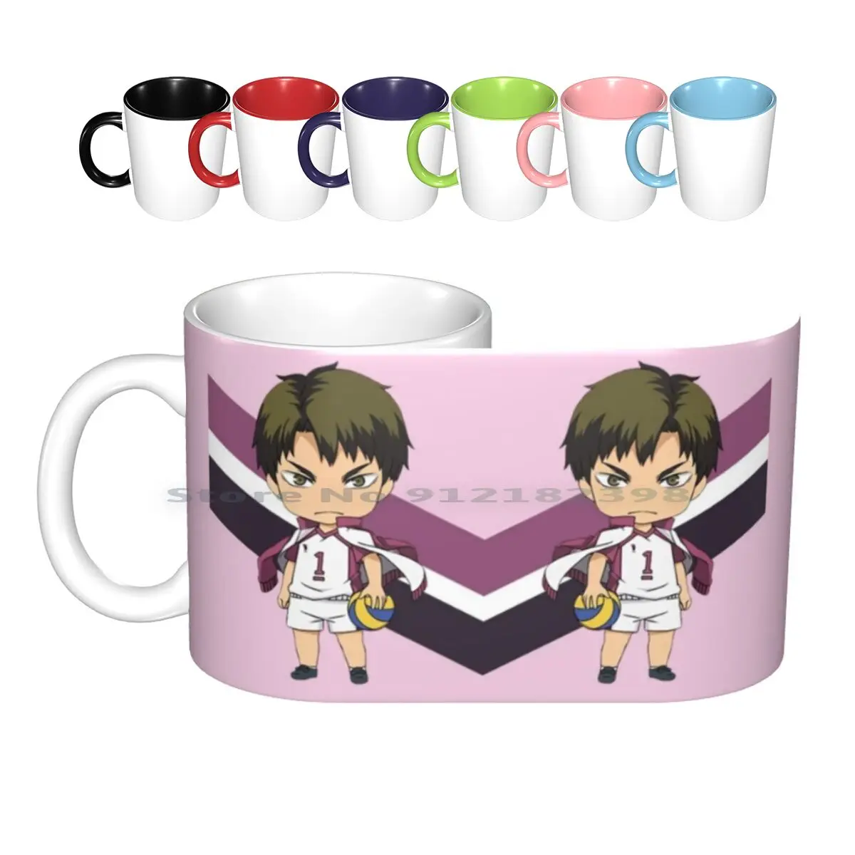 

Керамические кружки Chibi Ushijima Wakatoshi, кофейные чашки, Кружка для молока и чая, симпатичная аниме чашка Haikyuu Haikyu Ushiwaka Ushijima Wakatoshi