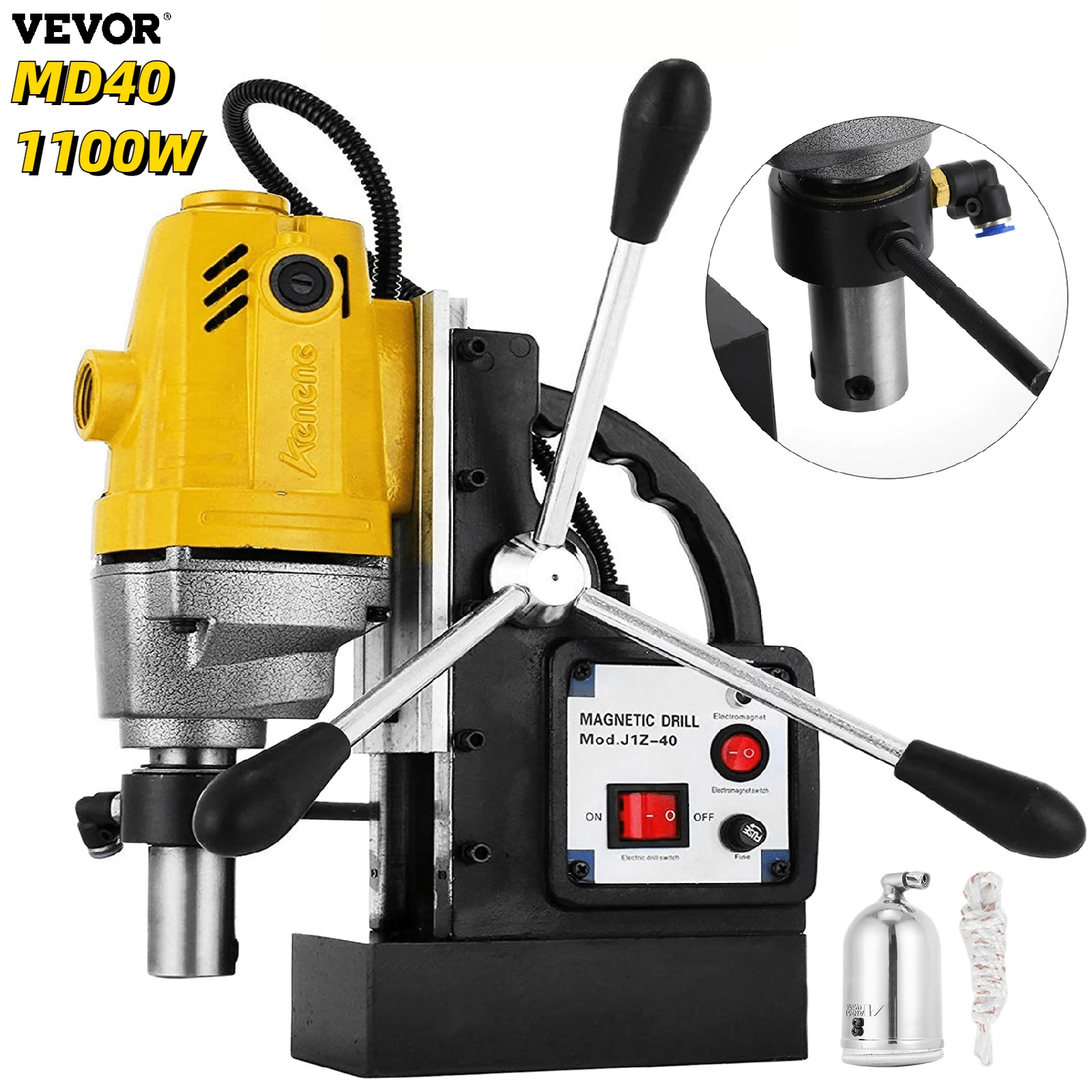 

VEVOR MD40 40mm Magnetic Drill Press 1100W Height Adjustable Electric Bench Drilling Rig Machine for Engineering Steel Structure