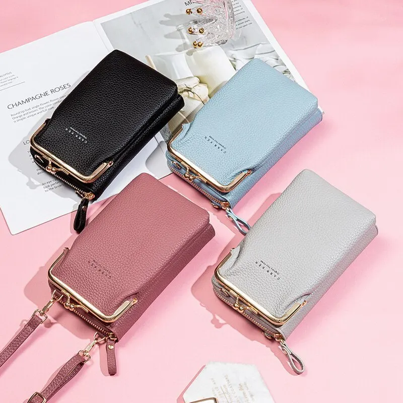 

Women Phone Crossbody Bag PU Leather Mini Shoulder Messenger Bag Large Capacity Travel Portable Coin Purse Card Pouch