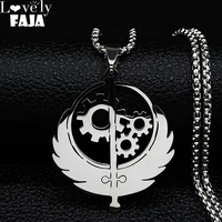 brotherhood of stainless steel fallout charm pendant necklace men music patch game flag choker necklace jewelry joyas n3000s03