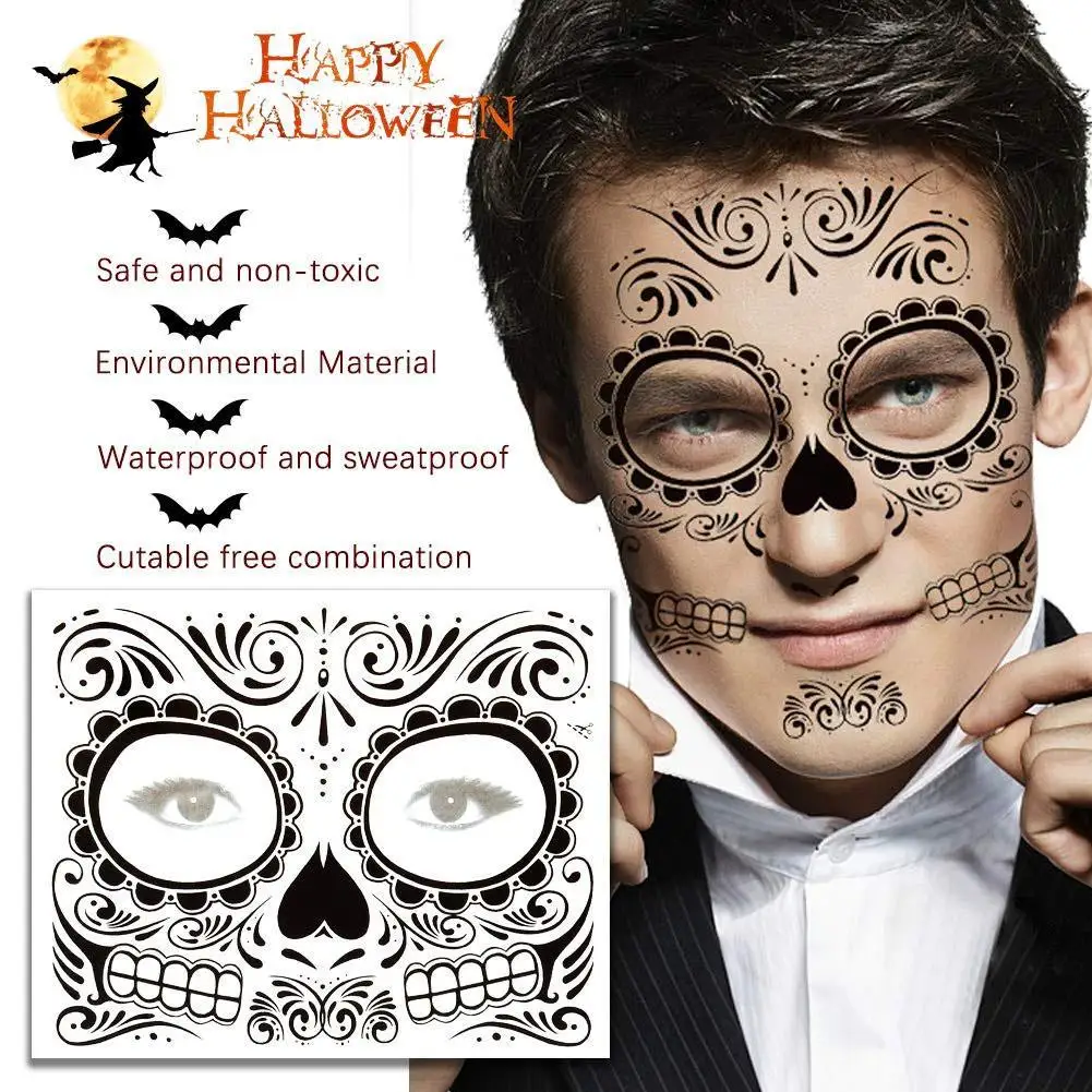 Временная татуировка для лица на Хэллоуин водостойкая специальная наклейка