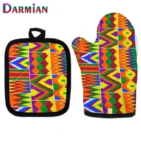 darmian high grade afro tribe ethnic print kitchen microwave gloves set of 2 anti slip oven glove and pad resistant hot pads