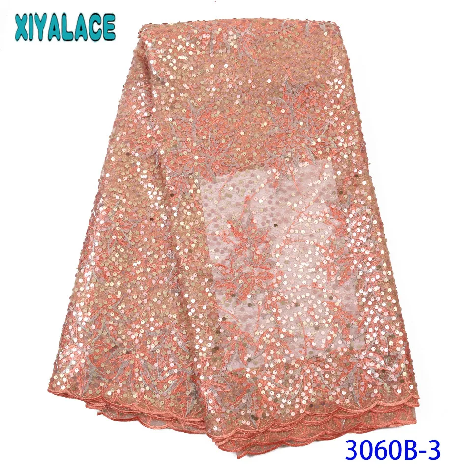 Popular Organza Lace Fabrics French Lace Fabric High Quality Sequence Fabrics Nigerian Net Lace for Party KS3060B