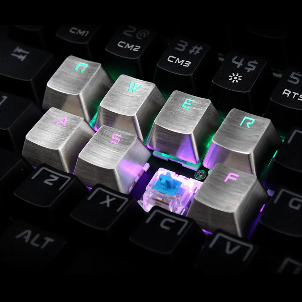 Металлический QWERASD вверх вниз влево вправо keycaps стальной keycap набор механическая