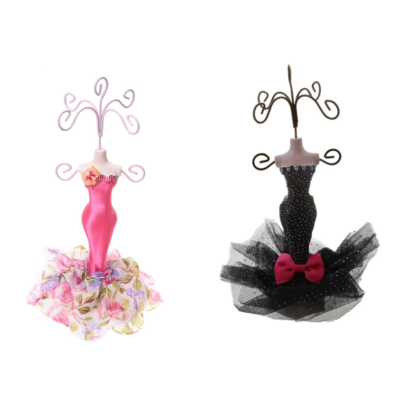 2 шт. Подставка для ювелирных изделий: 1 розовое красное мини-платье европейская