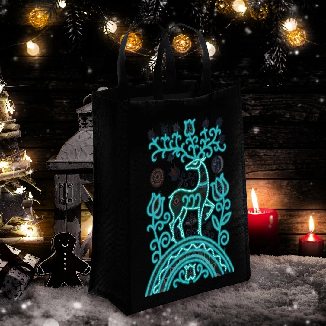 

DIY diamond painting green bag that glows in the dark Santa Claus diamond mosaic embroidery tote bag luminous diamond painting