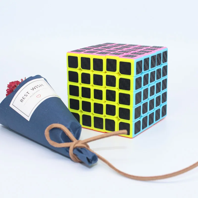Yuxin 5x5x5 углеродный куб черная наклейка профессиональные Кубики-головоломки