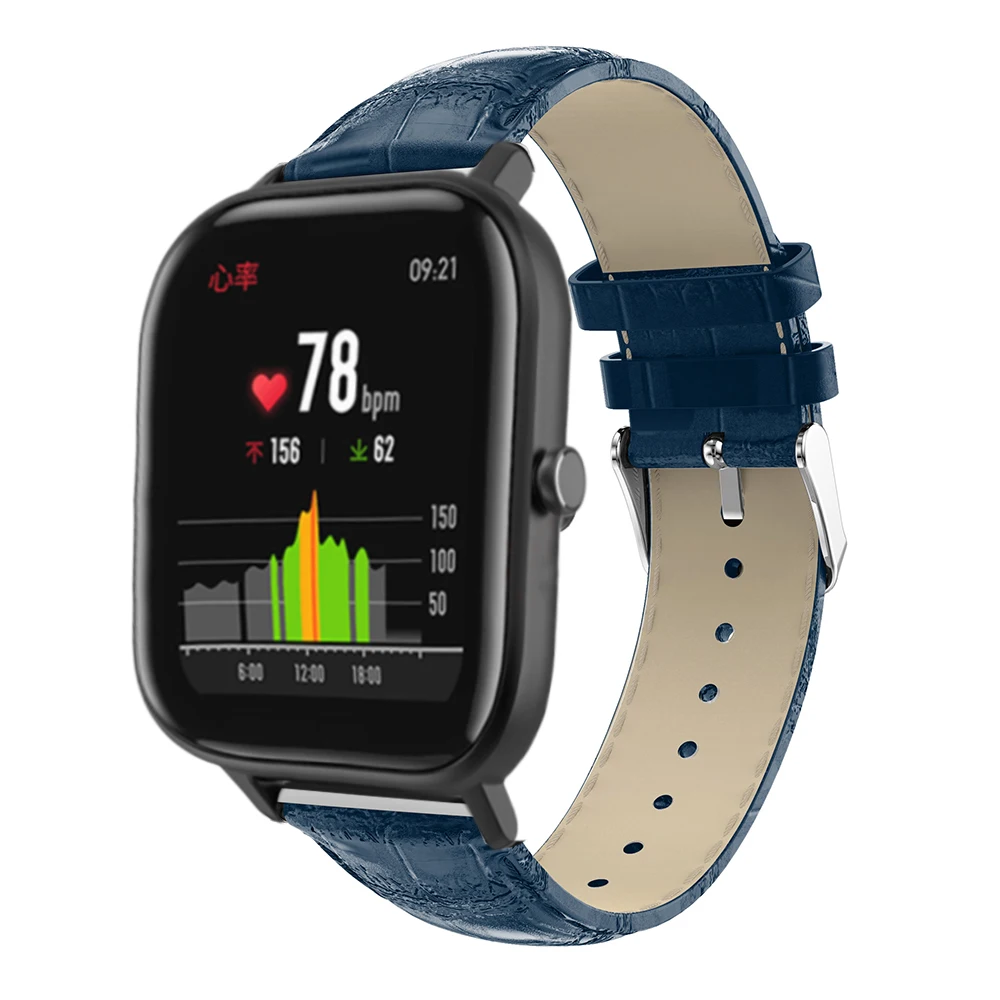 Ремешок кожаный для Xiaomi Huami Amazfit GTS/ Bip Lite Youth спортивный браслет смарт часов 20