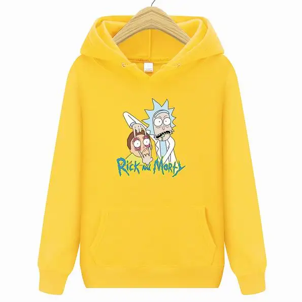 HW0041yellow Новинка, брендовые толстовки с капюшоном Rick marty для мужчин и женщин, мужские толстовки с капюшоном для скейтборда, мужские хлопковые толстовки с капюшоном Rick marty - Цвет: HW0041yellow