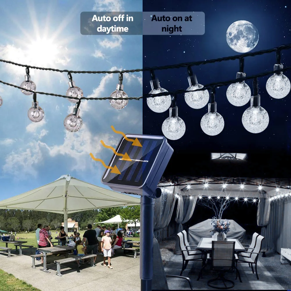 Уличная светодиодная гирлянсветильник с хрустальными шариками