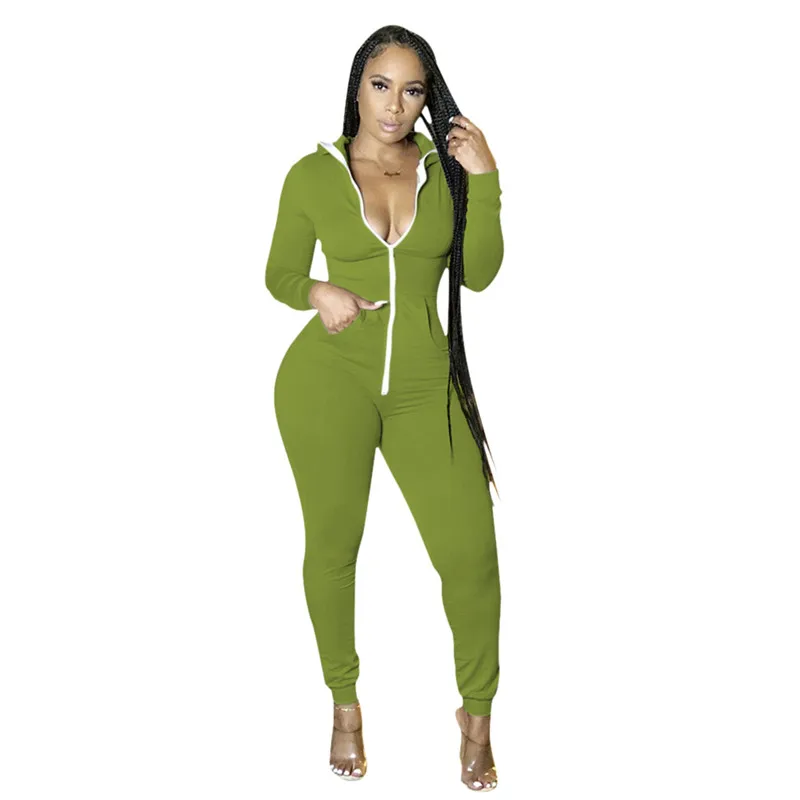 

Spring Autumn Jumpsuit Women Full Sleeve Solid Rompers Casual Slim Zipper Pants Overalls Jogging Femme One Piece Jumpsuits Monos