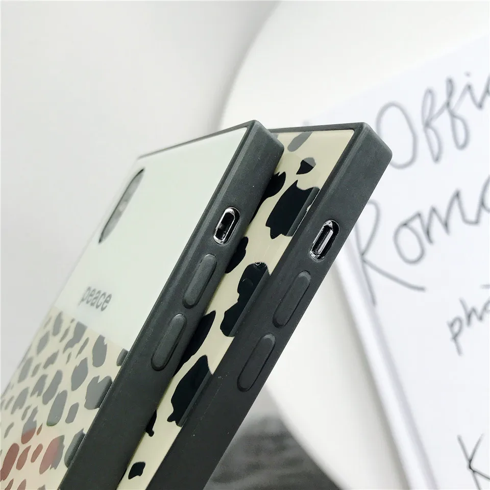 Glass Leopard Print phone funda cover for iPhone XR cases For Apple X XS MAX 8 plus 7 6s case |